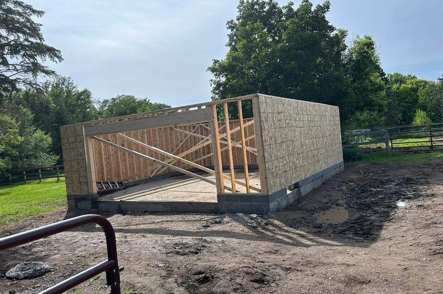 Garage wall framing, by New West Co