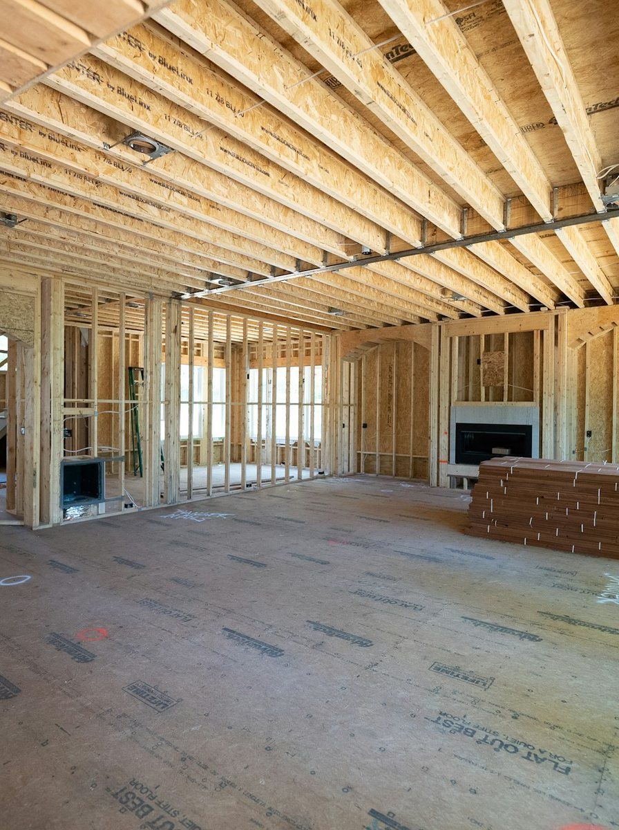 Open floor framed with engineered joists