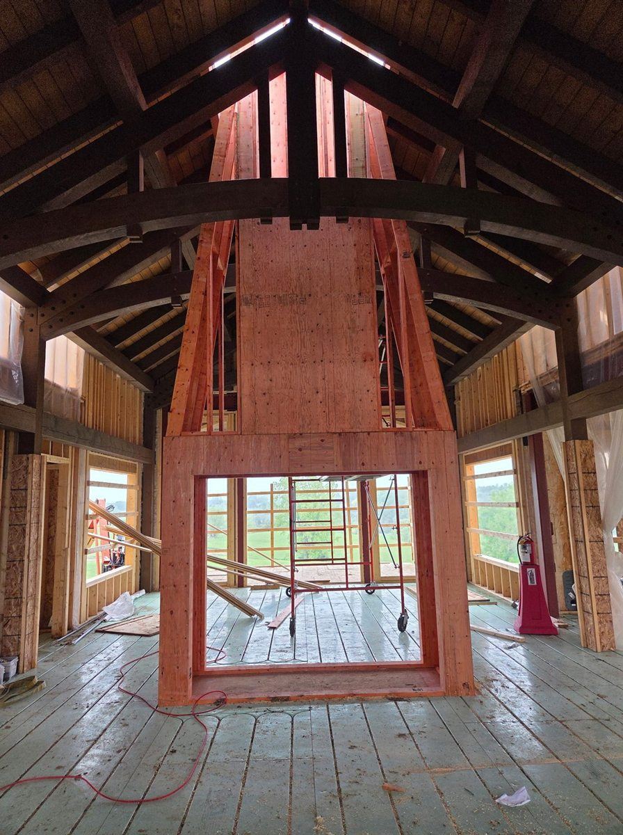 Timber frame great room, by New West Co