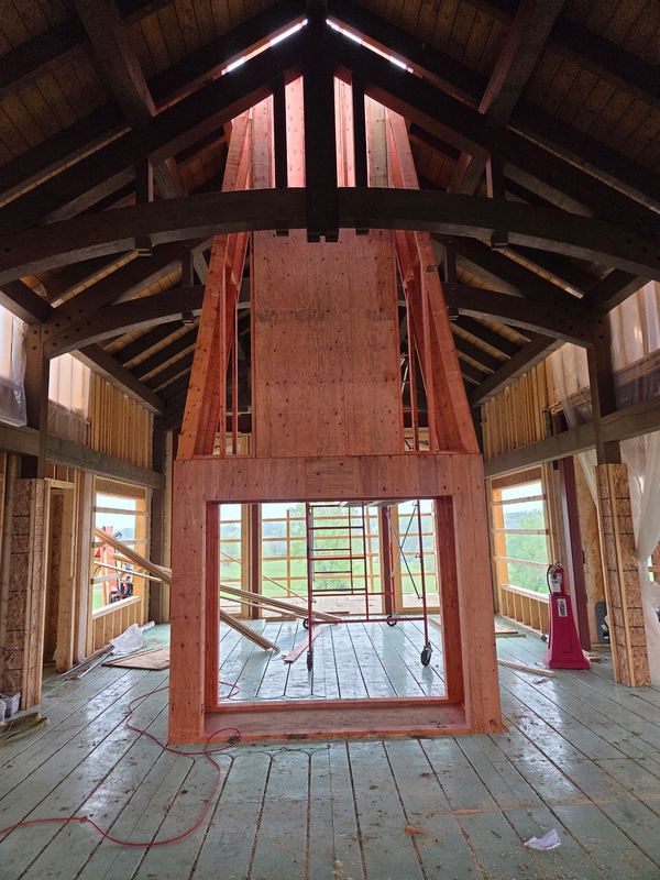 Timber frame great room, by New West Co