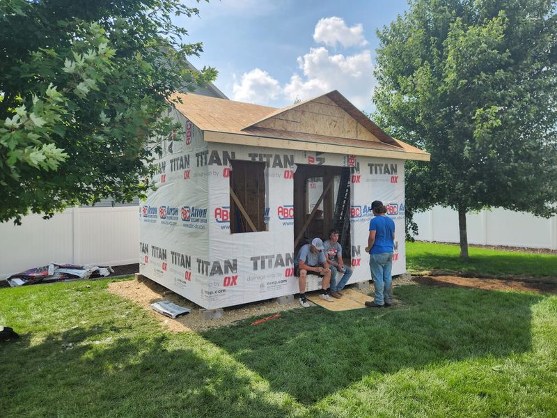 Backyard studio wrapped and roofed, by New West Co