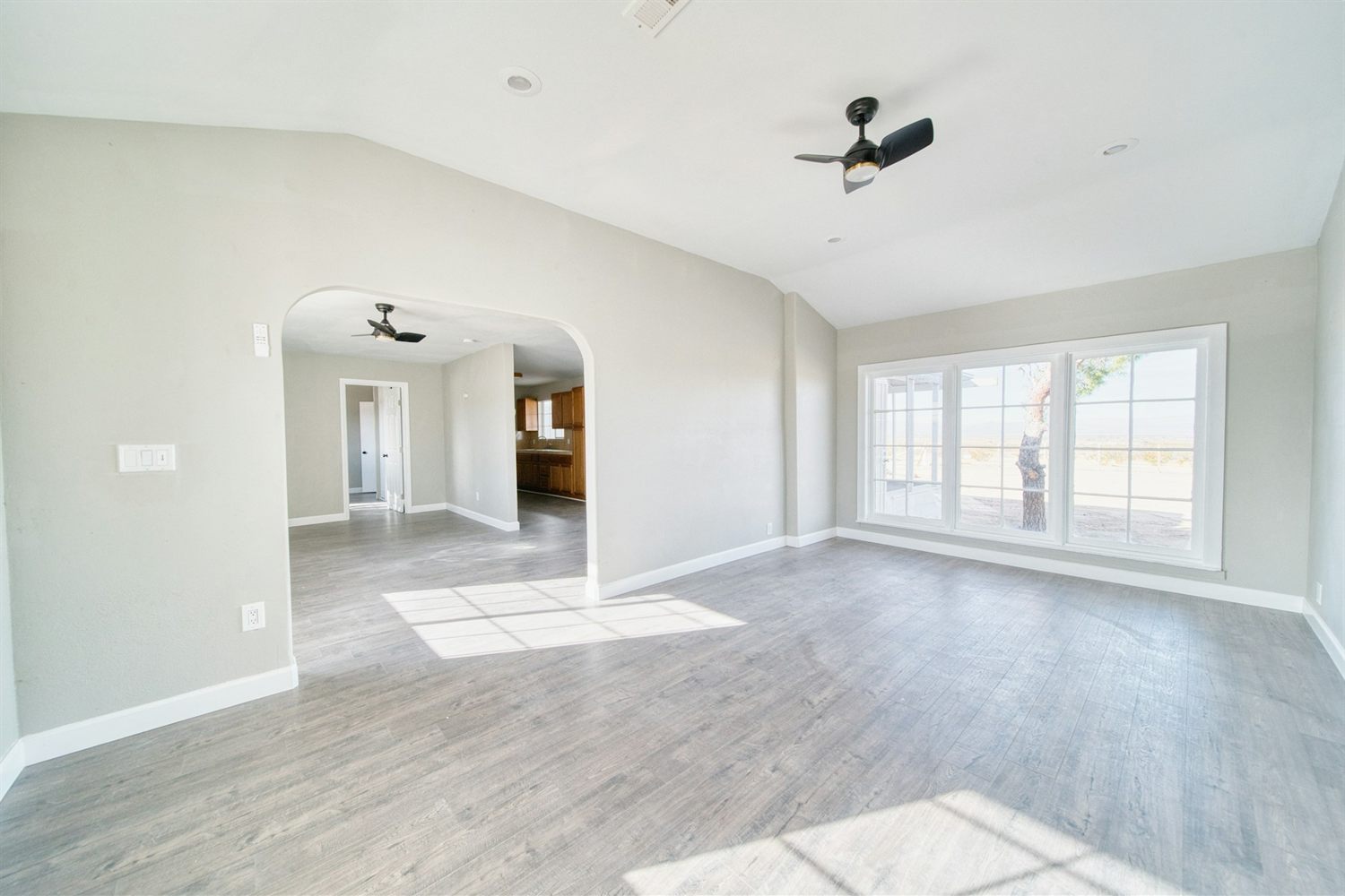 Room with new luxury vinyl plank flooring